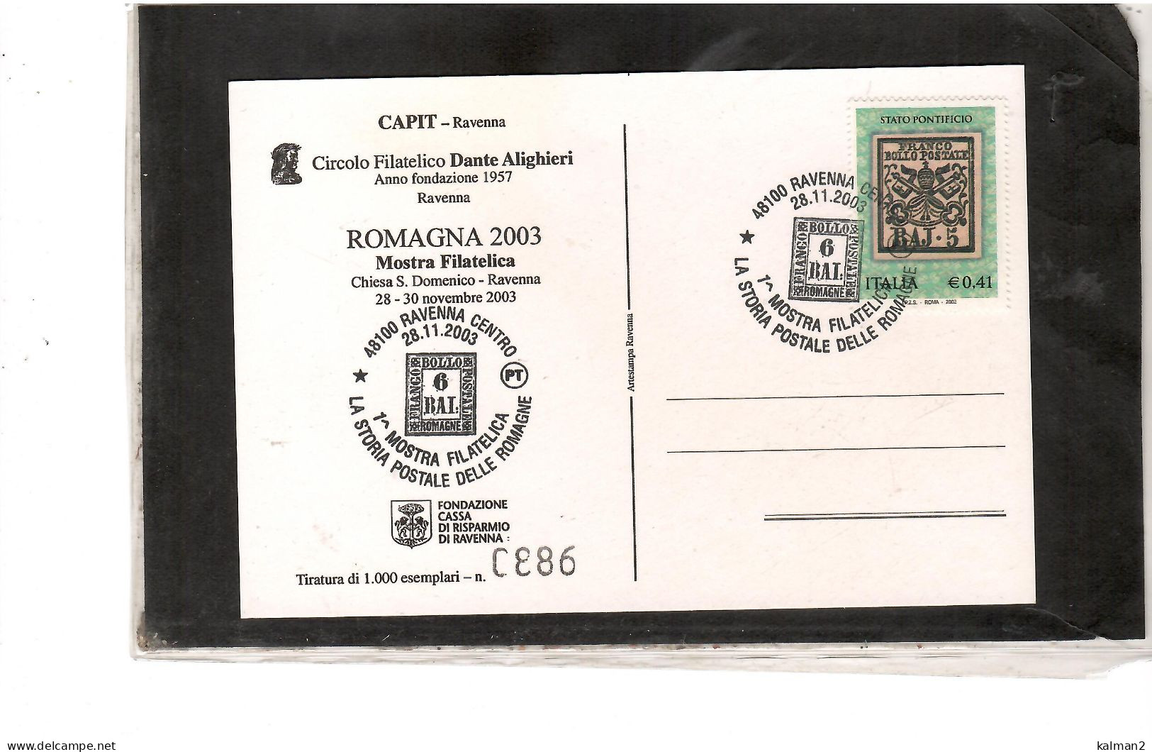 TEM20098 - RAVENNA  28.11.2003   /   GIORNATA DELLA FILATELIA - MOSTRA FILATELICA ROMAGNA 2003 - Briefmarkenausstellungen