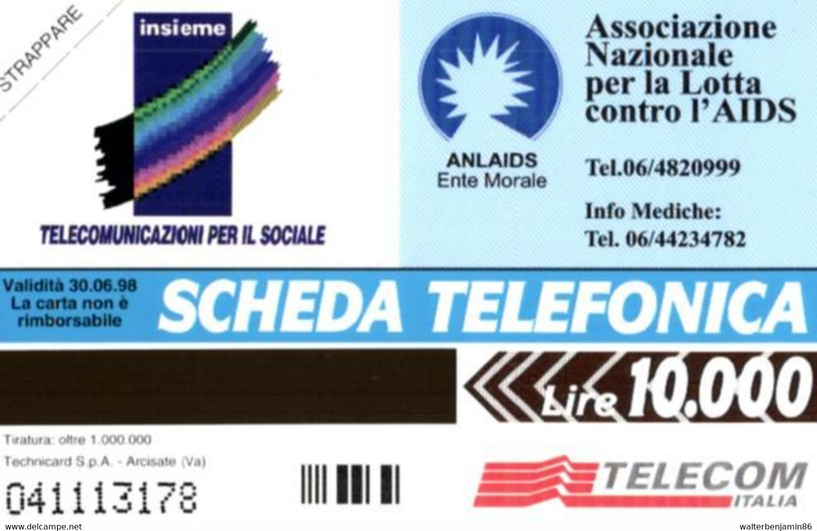 G 523 C&C 2581 SCHEDA TELEFONICA NUOVA MAGNETIZZATA AIDS GIALLA 10.000 L. - Public Special Or Commemorative