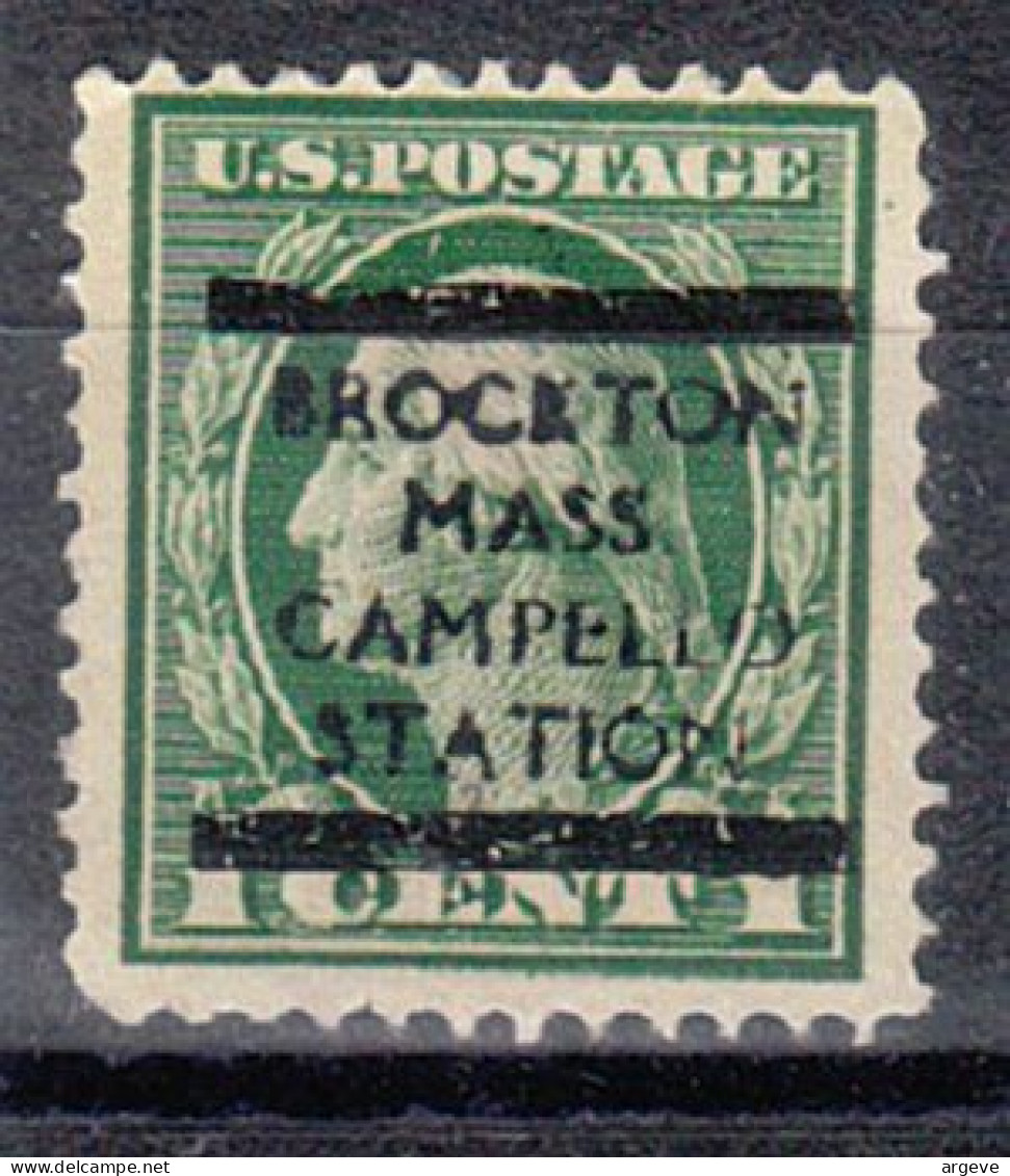 USA Precancel Vorausentwertungen Preo Locals Massachusetts, Brockton, Campello Station 1912-L-2 E - Voorafgestempeld