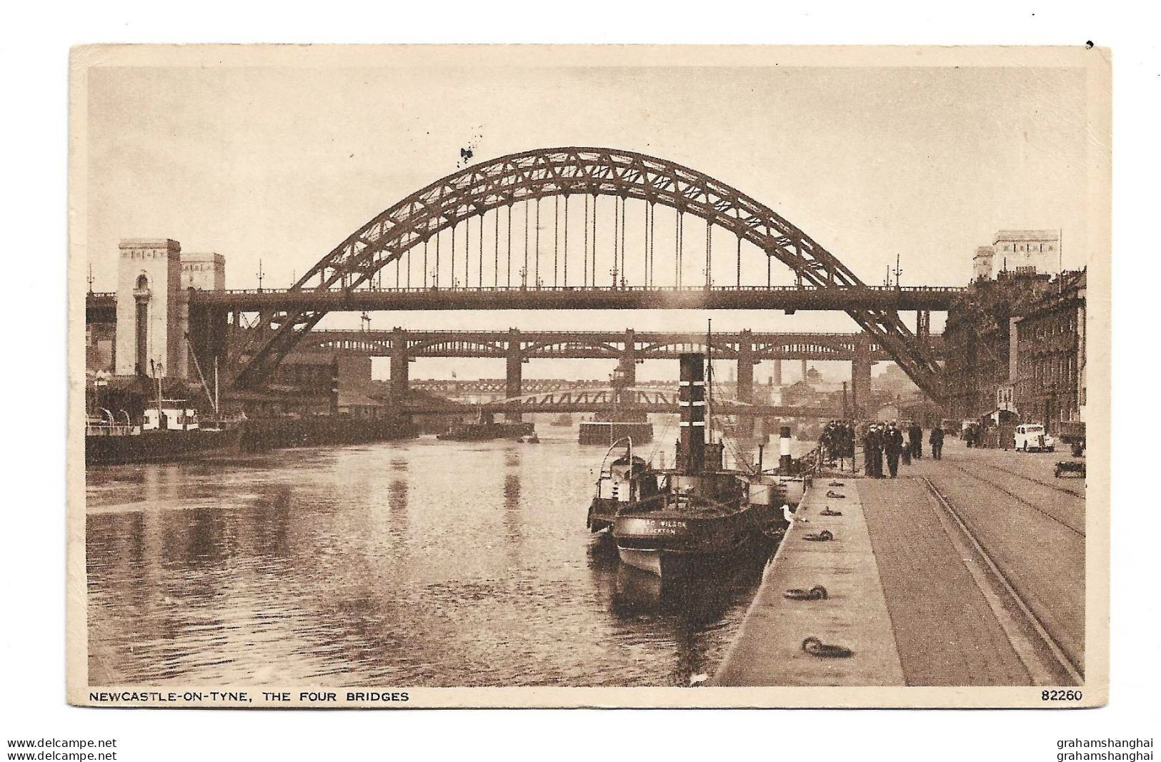 Postcard UK England Northumberland Newcastle-upon-Tyne The Four Bridges River Boats Posted 1948 - Newcastle-upon-Tyne