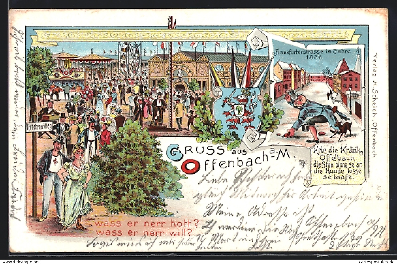 Lithographie Offenbach A. M., Volksfest-Kirmes, Frankfurterstrasse Im Jahre 1836  - Autres & Non Classés