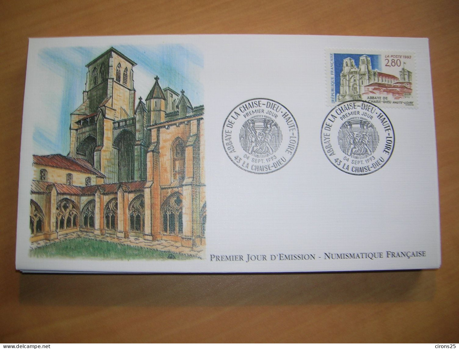 1993 FDC ABBAYE DE LA CHAISE-DIEU LA NUMISMATIQUE FRANCAISE - 1990-1999