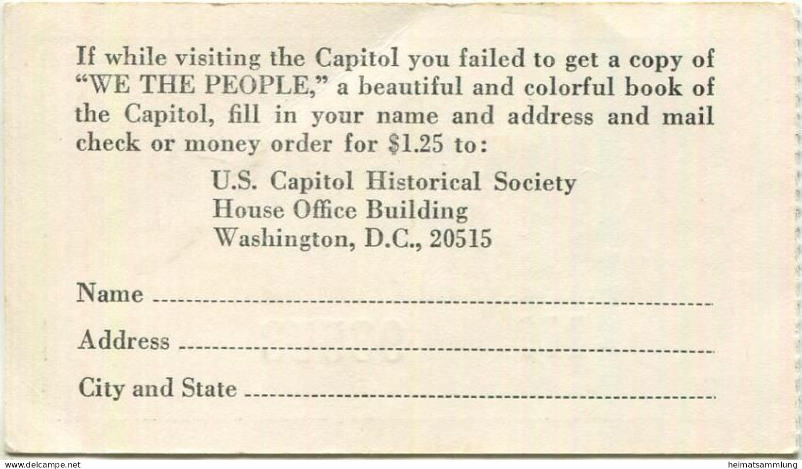 USA - United States Capitol Washington - Eintrittskarte Und Werbung Für Eine Broschüre - Eintrittskarten