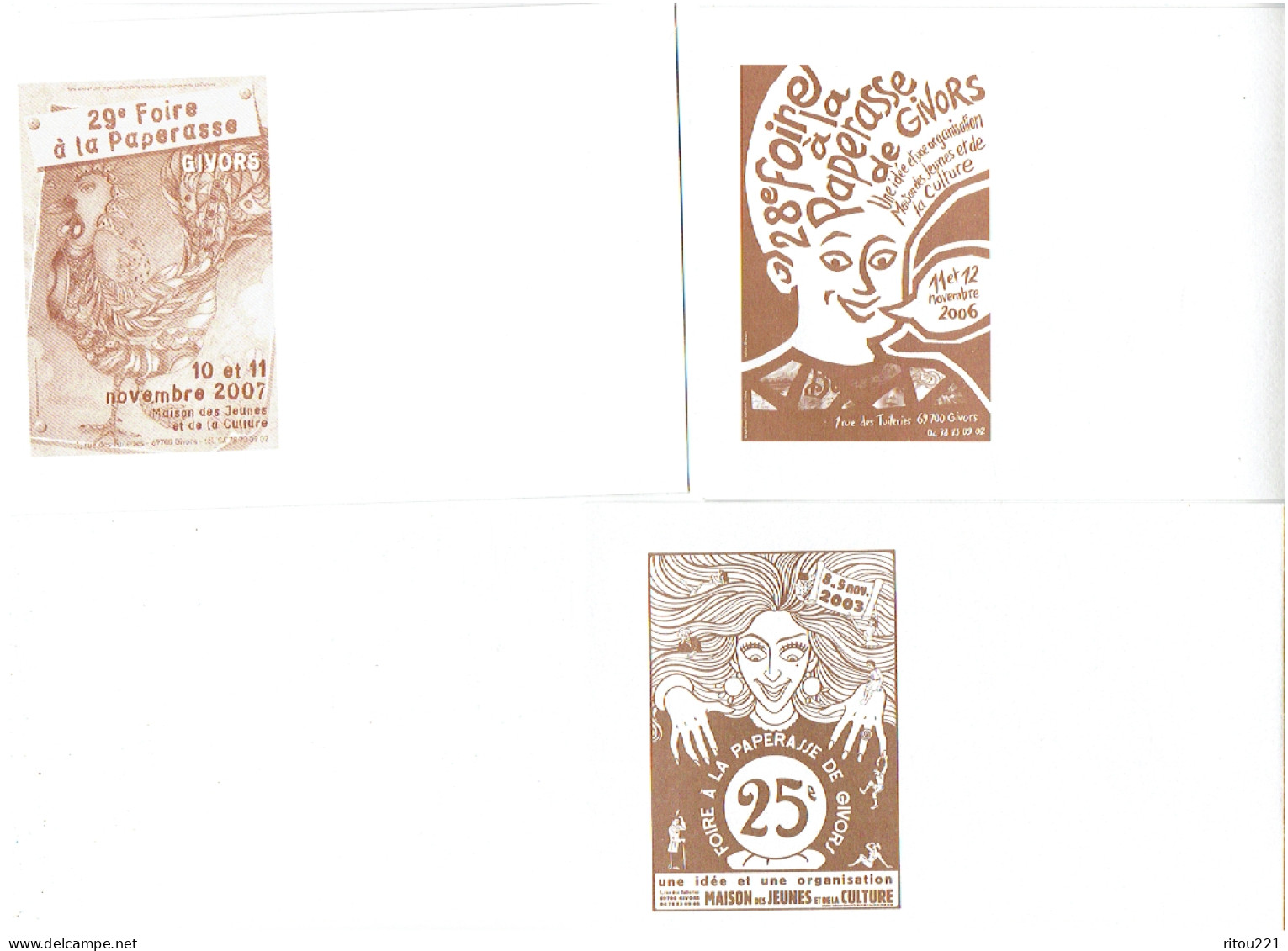 Lot 7 - Enveloppe Foire Paperasse GIVORS Illustration Coq Arbre Papillon - MJC - - Werbung