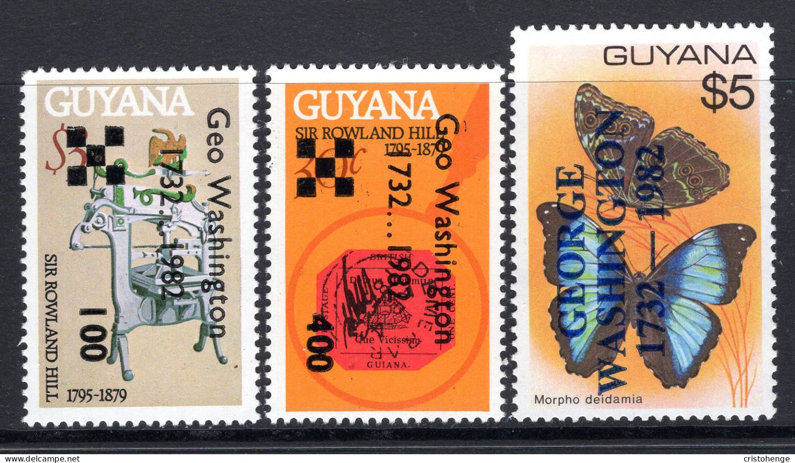 Guyana 1982 250th Birth Anniversary Of George Washington Set HM (SG 910-912) - Guyane (1966-...)