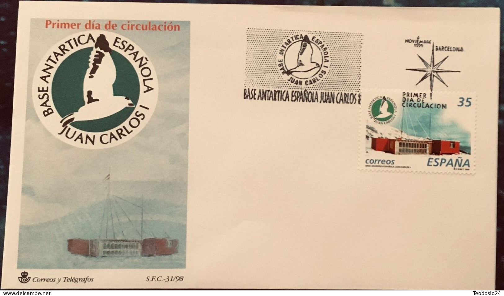 FDC  1998.- Base Antártica Española. Juan Carlos I. - FDC