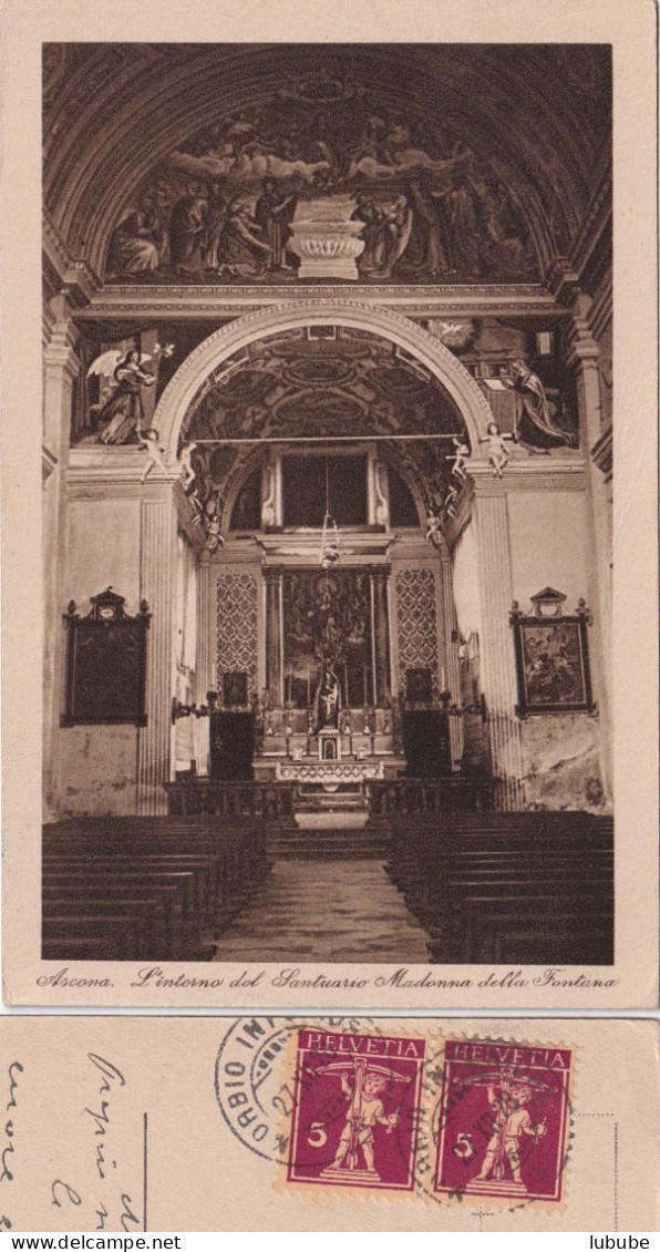 Ascona - L'interio Del Santuario Madonna Della Fontana        1928 - Ascona