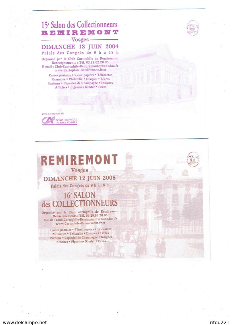 Lot 2 - Enveloppe Illustration Remiremont Vosges - Salon Collectionneurs - 2004 - 2005 - Publicité Crédit Agricole - Advertising