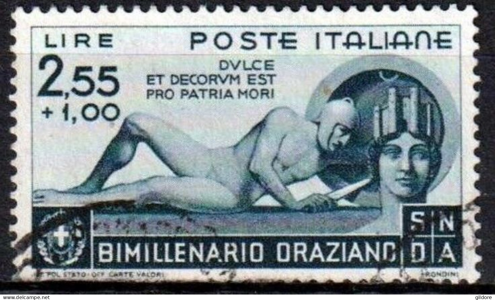 Italia Regno 1936 Bimillenario Della Nascita Di Orazio LIRE 2,55 + 1 - USATO - Afgestempeld