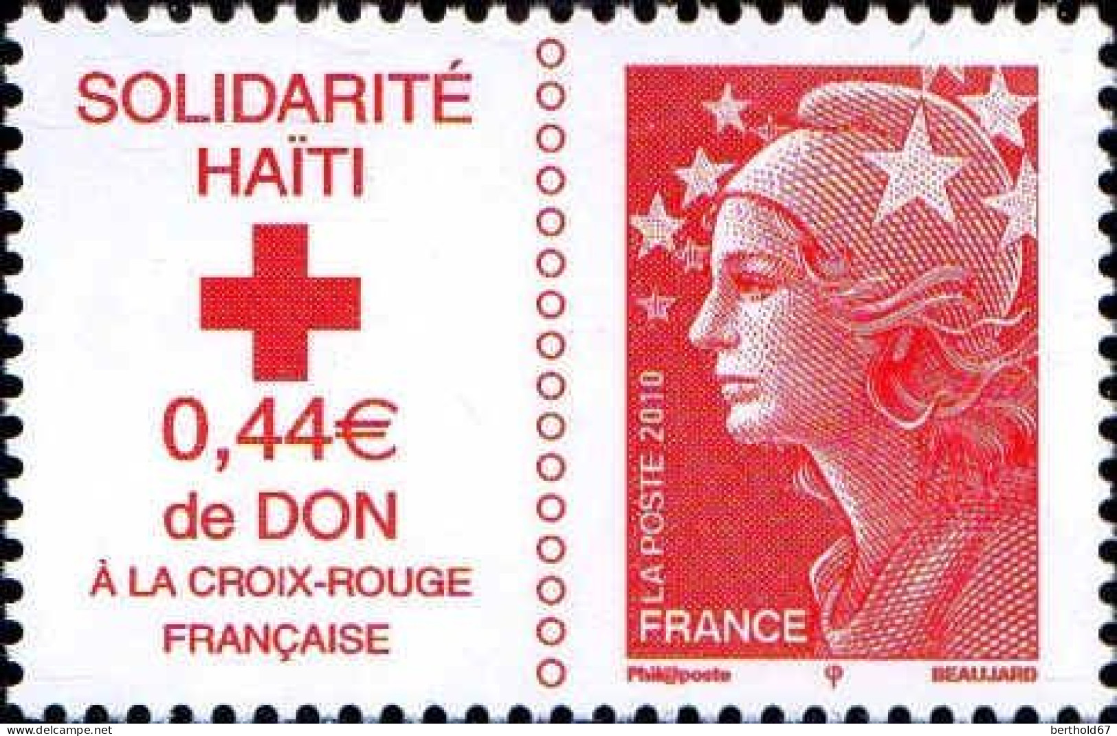 France Poste N** Yv:4434 Mi:4803 Croix-Rouge Solidarité Haïti (Thème) - Red Cross