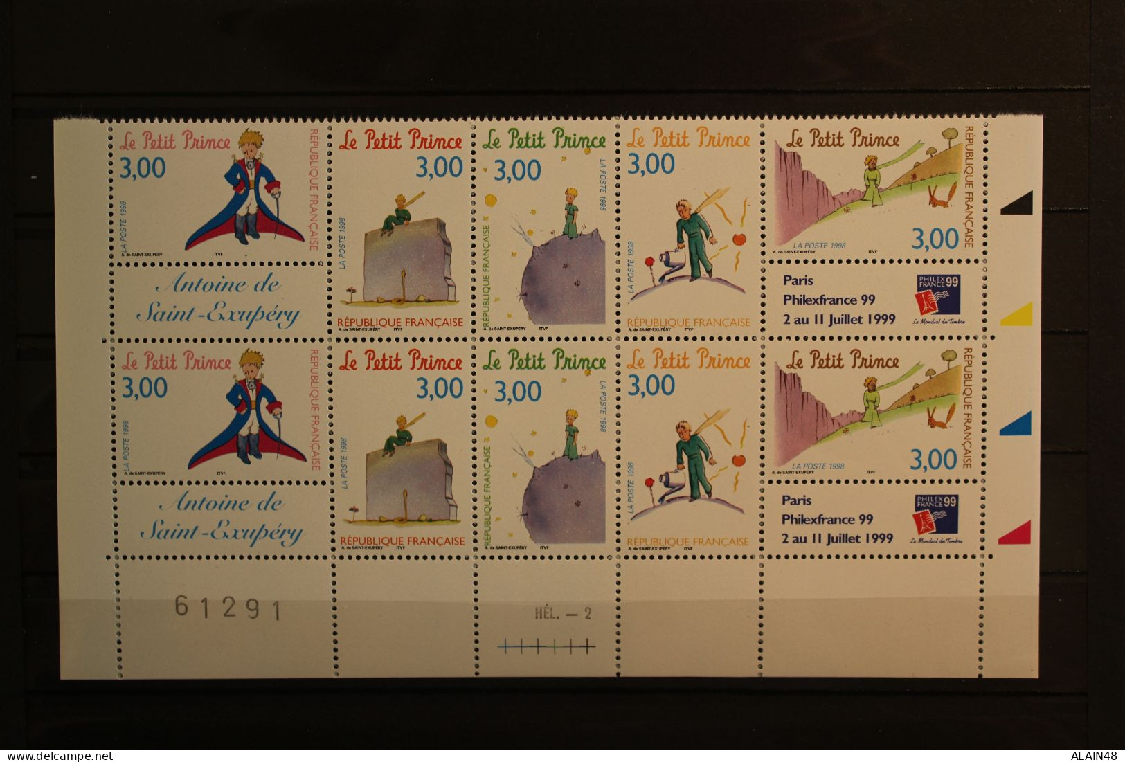 FRANCE 1998 2 BANDES B3179A BDF N°3175 à N°3179 PHILEXFRANCE 99 " LE PETIT PRINCE " SAINT-EXUPERY NEUF** TB - Ongebruikt