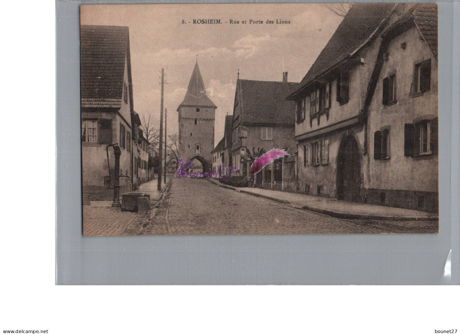 CPA ROSHEIM 67 - La Rue Et La Porte Des Lions Fontaine  - Autres & Non Classés