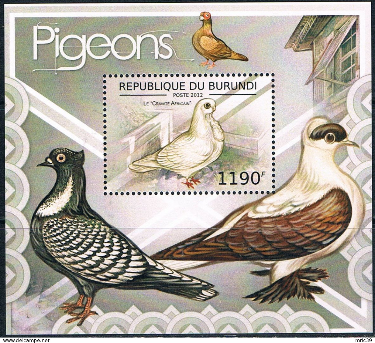 Bloc Sheet Oiseaux Birds Pigeons  Neuf  MNH **  Burundi 2012 - Columbiformes