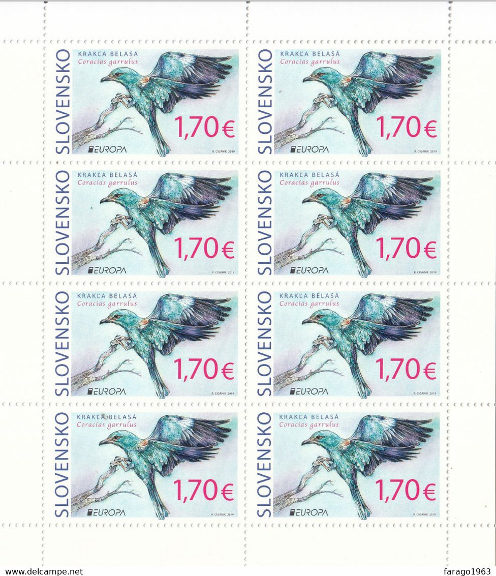 2019 Slovakia Birds Oiseaux Europa Miniature Sheet Of 8 MNH @ BELOW FACE VALUE - Ongebruikt