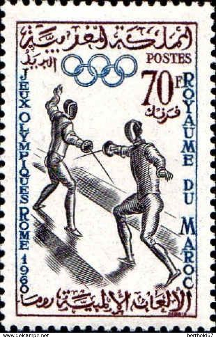 Maroc Poste N** Yv: 420 Mi:469 Jeux Olympiques Rome Escrime (Thème) - Scherma