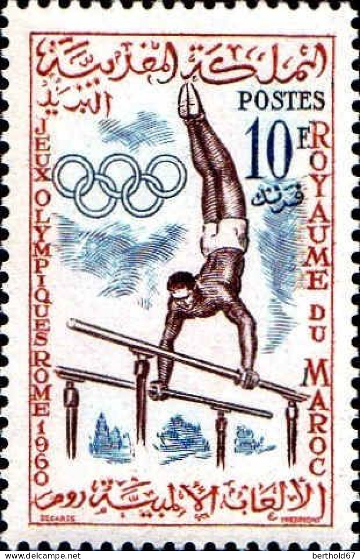 Maroc Poste N** Yv: 414 Mi:463 Jeux Olympiques Rome Barres Parallèles (Thème) - Gymnastique