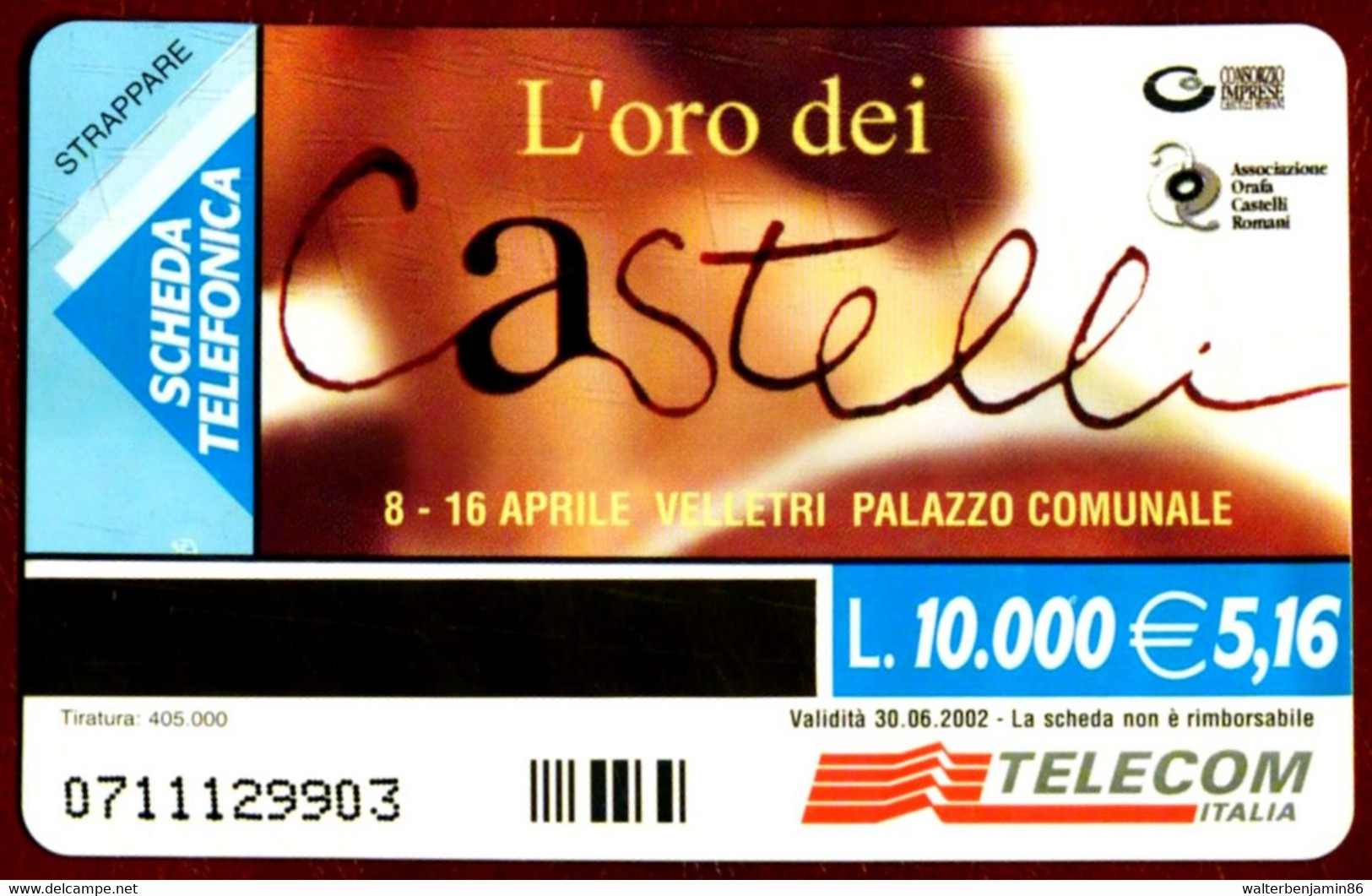 G 1154 A C&C 3241 SCHEDA TELEFONICA NUOVA MAGNETIZZATA L' ORO DEI CASTELLI VARIANTE OCR 21 - Publiques Spéciales Ou Commémoratives