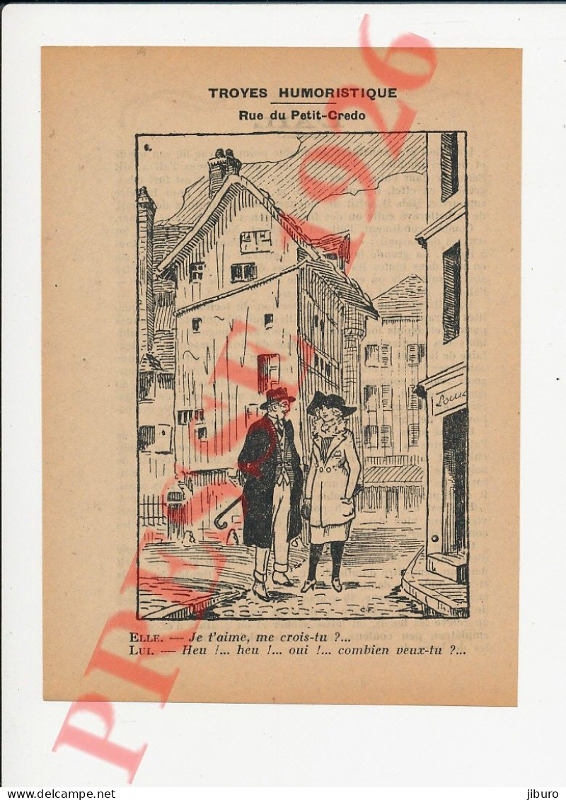 Doc 1926 Troyes Humoristique Rue Du Petit-Credo Humour + Ail Aulx Légume Vertus Grangrène Pulmonaire Tuberculose - Zonder Classificatie