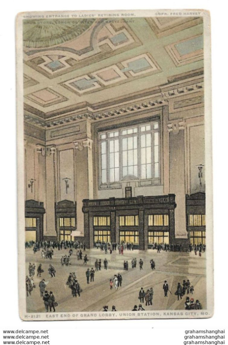 Postcard USA MO Kansas City New Union Station East End Of Grand Lobby Railways Unposted - Kansas City – Kansas