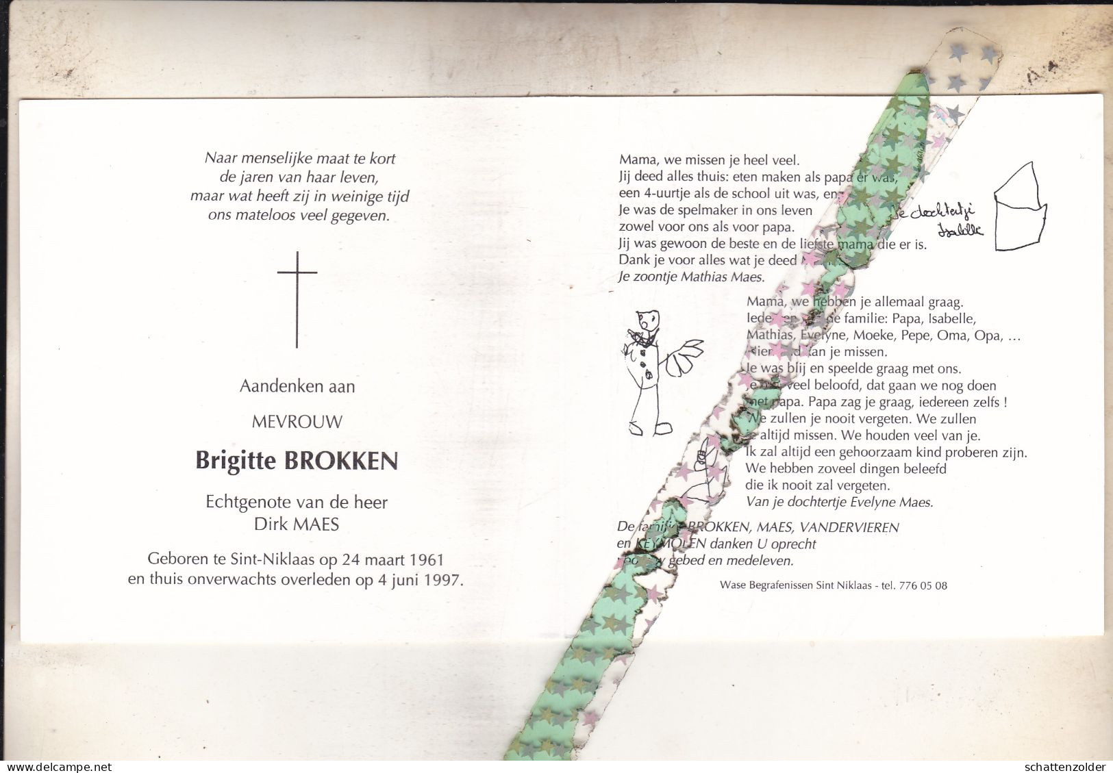 Brigitte Brokken-Maes, Sint-Niklaas 1961, 1997. Foto - Todesanzeige