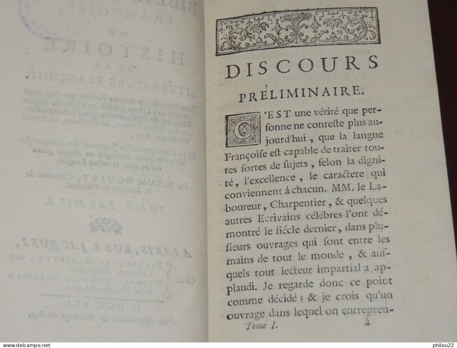 GOUJET  Bibliothèque françoise ou Histoire de la Littérature françoise 12 vol.  1741