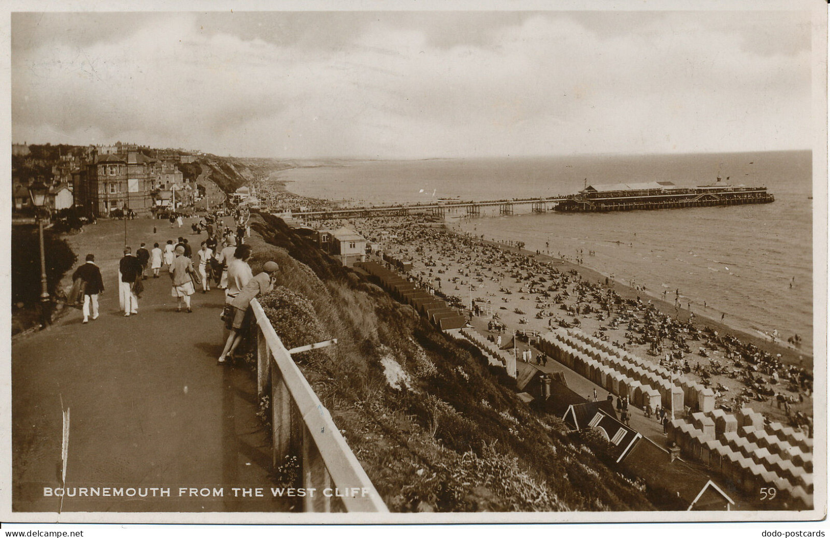 PC00113 Bournemouth From West Cliff. 1937. RP - World