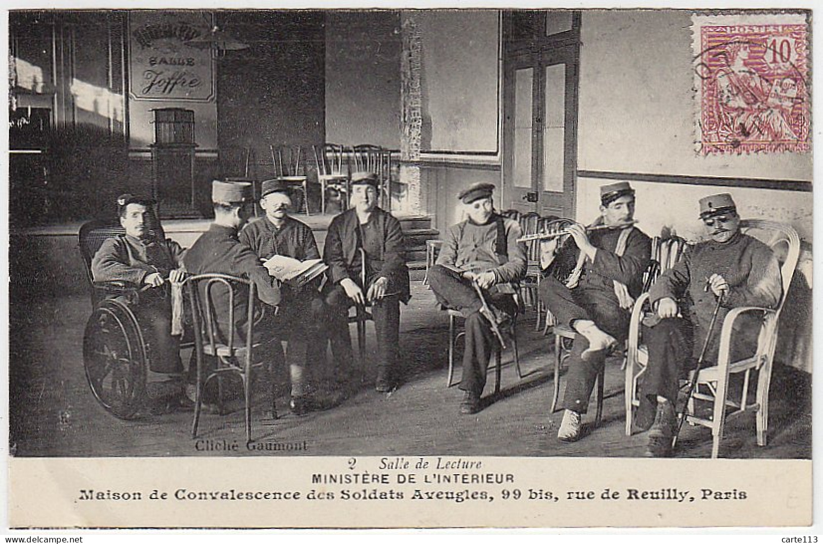 75 - T14129CPA - PARIS - GUERRE - PARIS - ARR. 12 - Maison Convalescence Soldats Aveugles, Salle De Lecture (sic) - Av. - Distretto: 12