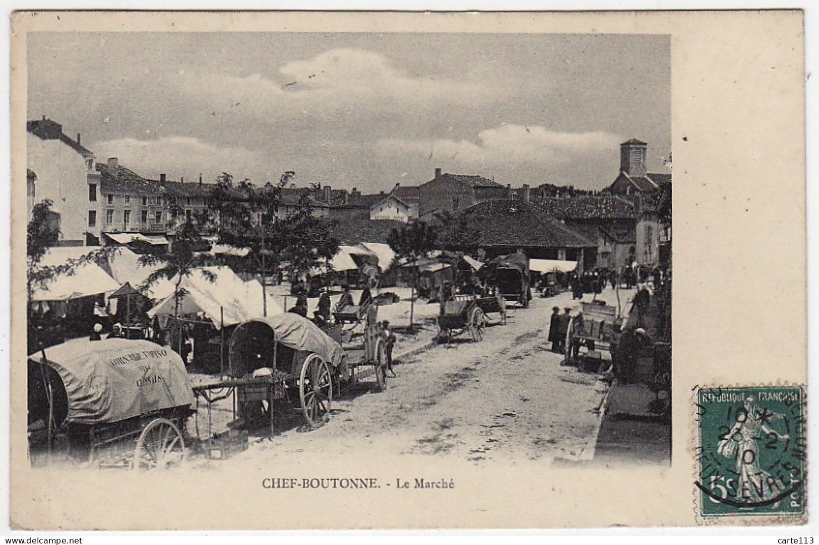 79 - T14099CPA - CHEF BOUTONNE - Le Marché - Parfait état - DEUX-SEVRES - Chef Boutonne