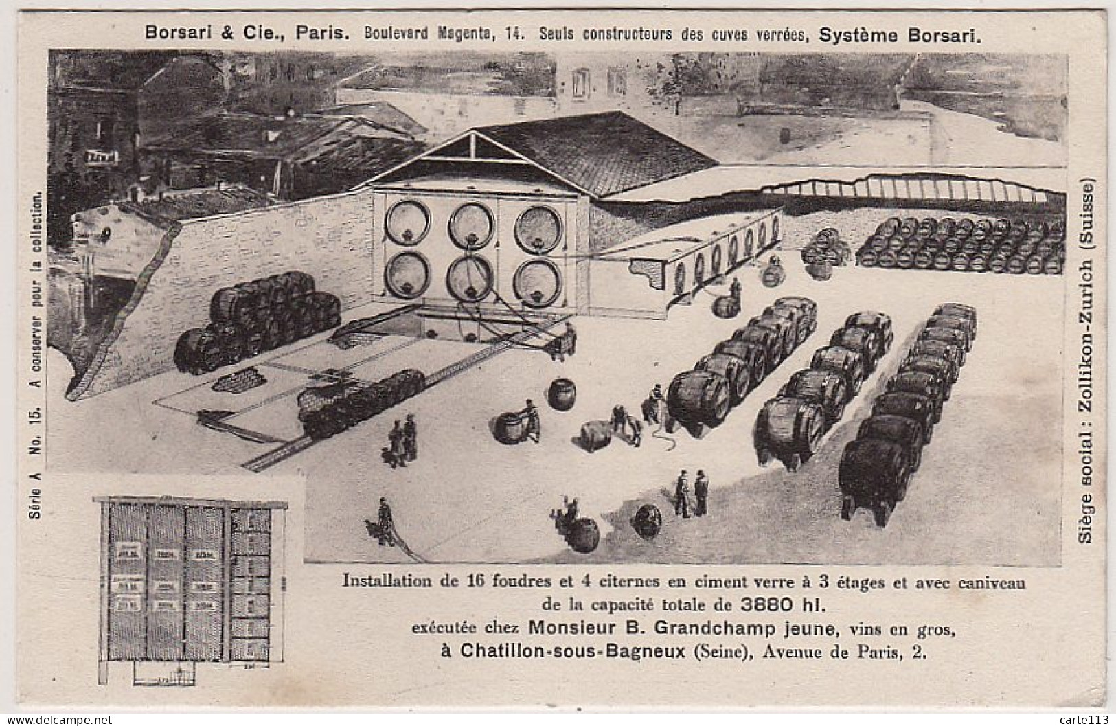 92 - B13219CPA - CHATILLON SOUS BAGNEUX - Installation BORSARI, Vins, Chez Grandchamp - Très Bon état - HAUTS-DE-SEINE - Châtillon