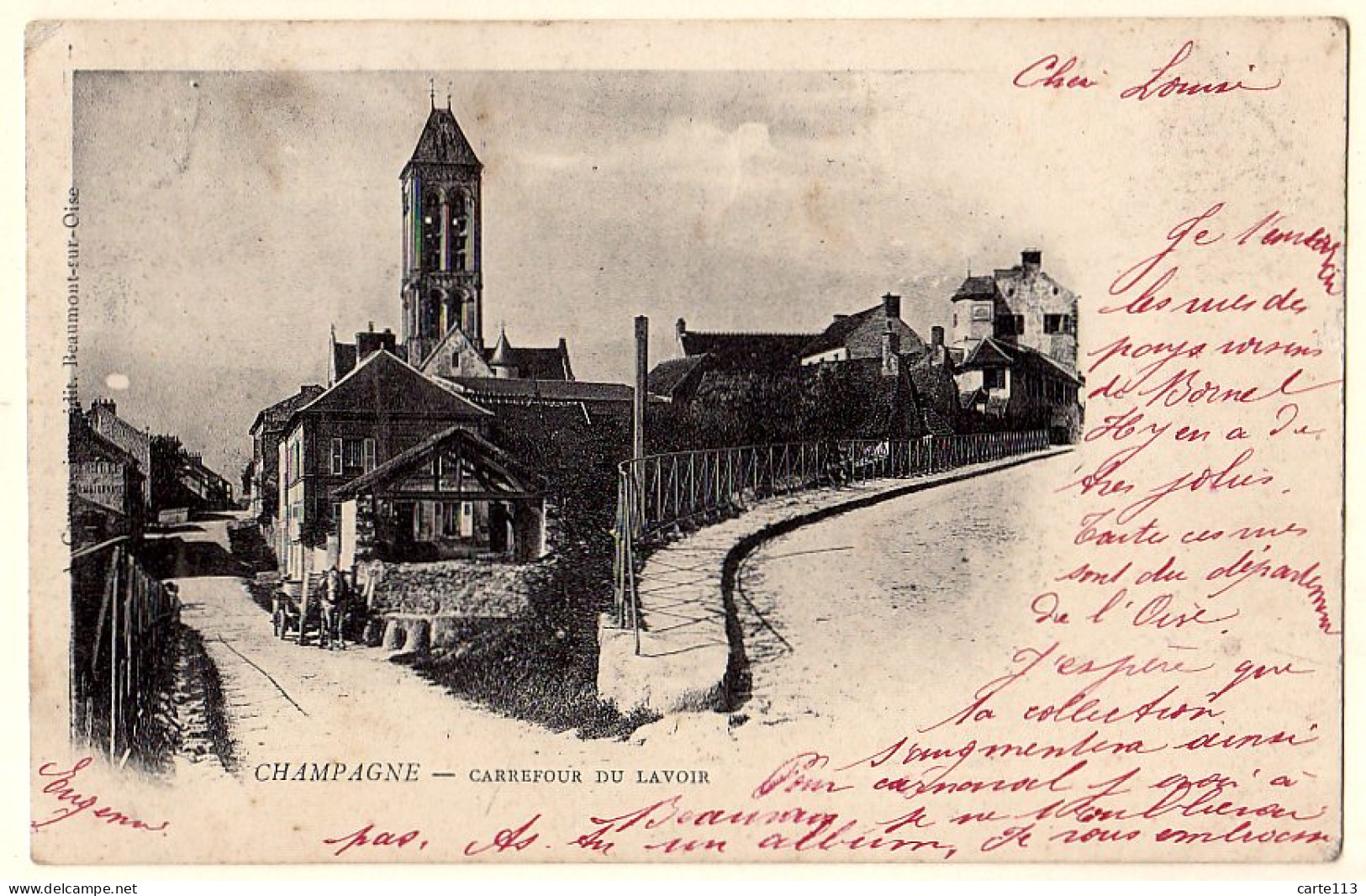 95 - B216CPA - CHAMPAGNE - Carrefour Du Lavoir - Très Bon état - VAL-D'OISE - Champagne Sur Oise