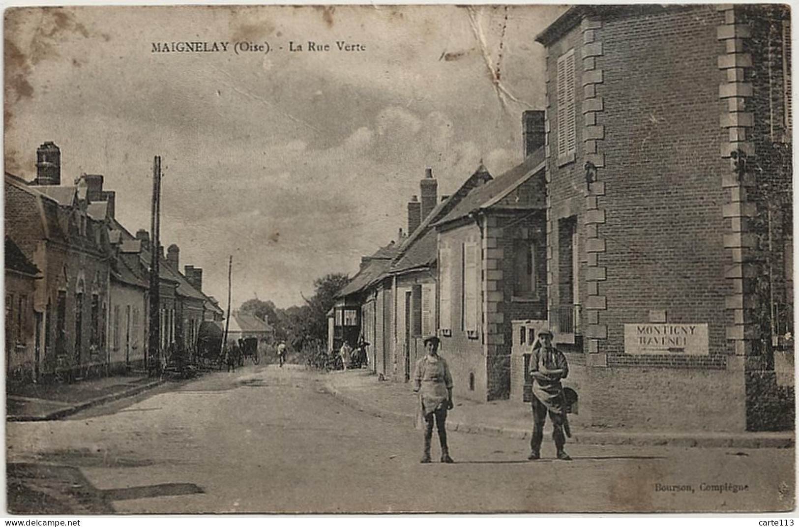 60 - B30224CPA - MAIGNELAY - La Rue Verte - Mauvais état - OISE - Maignelay Montigny