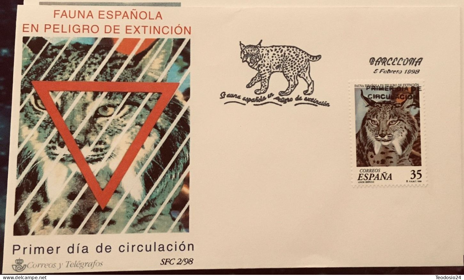 FDC  1998.- Fauna Española En Peligro De Extincion. Lince. - FDC
