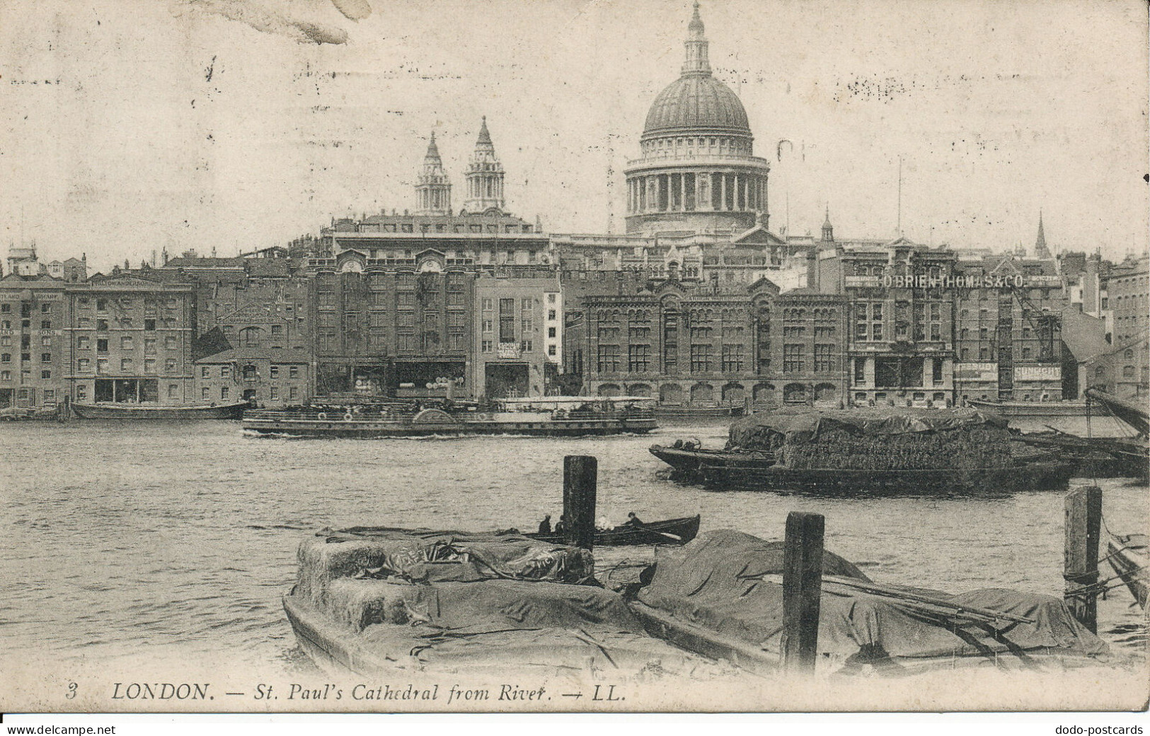 PC00010 London. St. Pauls Cathedral From River. LL 3 - Autres & Non Classés