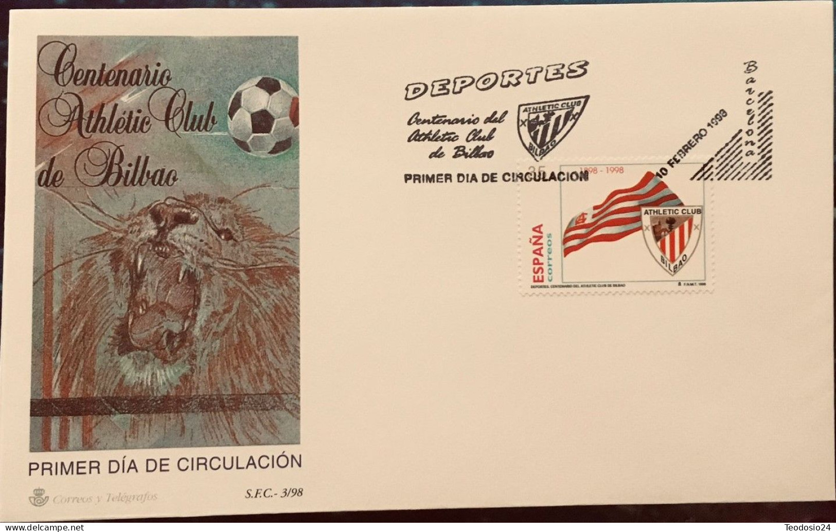 FDC  1998.- Centenario Atletico Club De Bilbao. - FDC