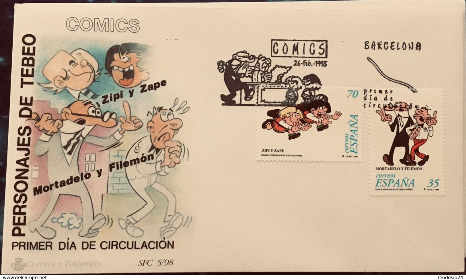 FDC  1998.- Personajes De Tebeo . Zipi Y Zape. Mortadelo Y Filemon. - FDC