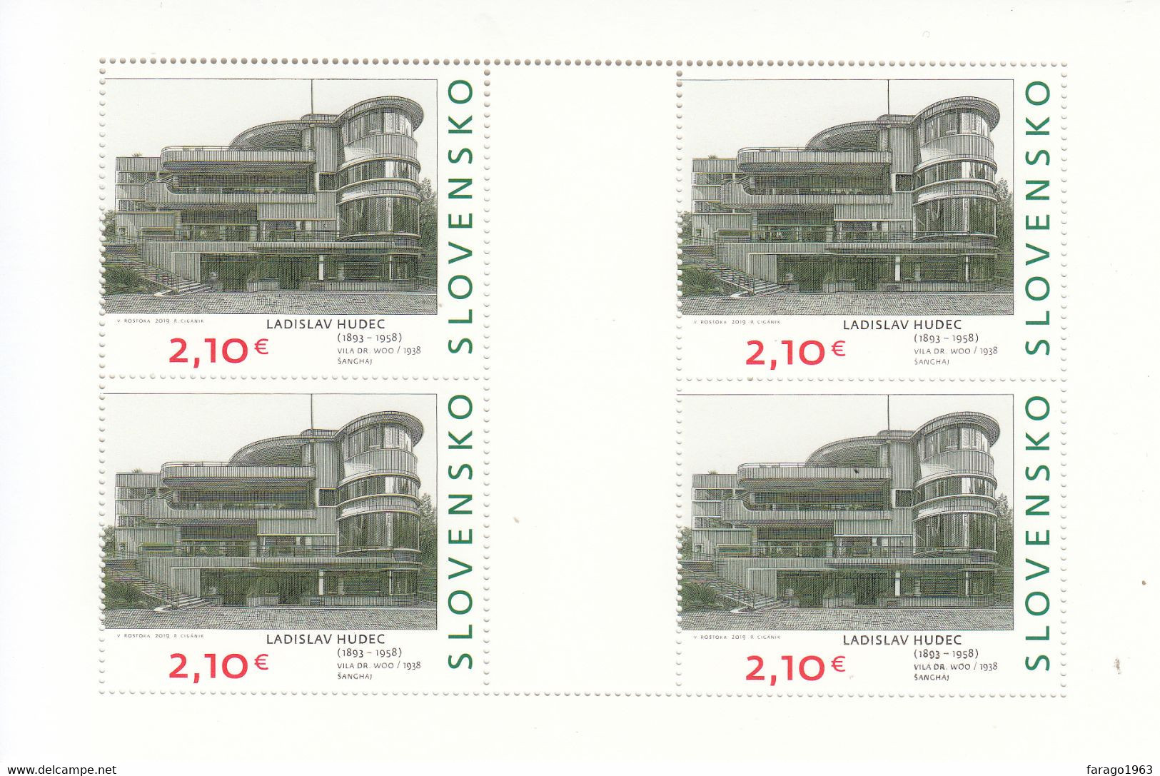 2019 Slovakia Hudec Architecture Buildings Miniature Sheet Of 4 MNH @ BELOW FACE VALUE - Blocks & Sheetlets