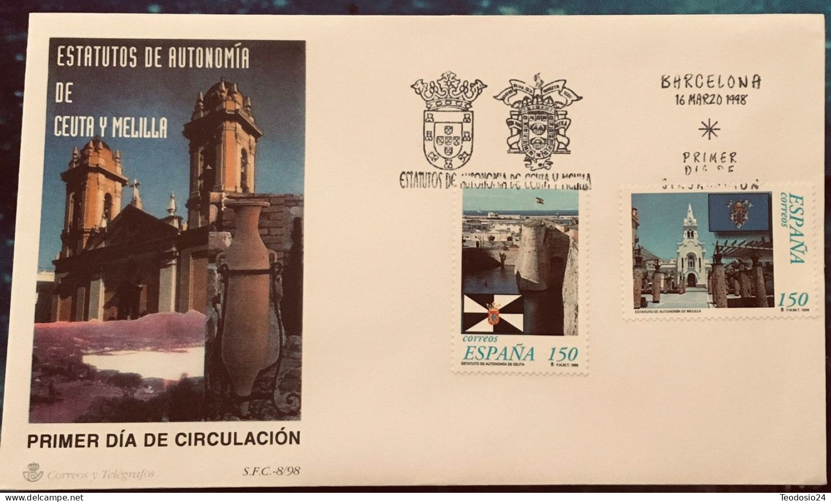 FDC  1998.- Estatutos De Autonomia. Ceuta Y Melilla. - FDC