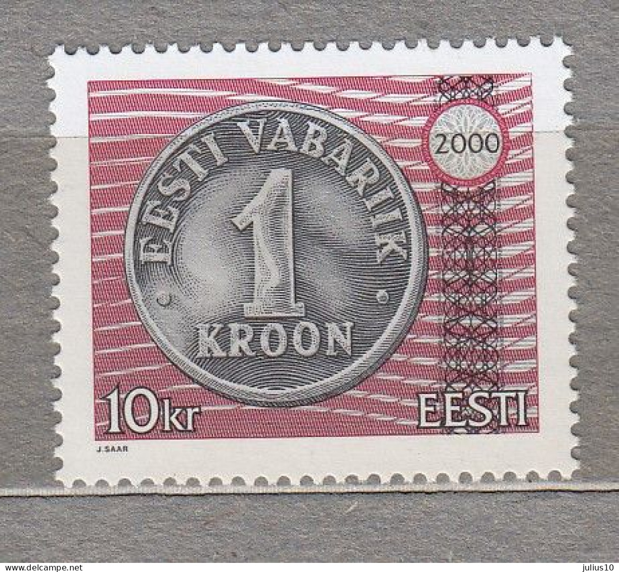 ESTONIA 2000 Coin On Stamp MNH(**) Mi 368 # Est336 - Estland