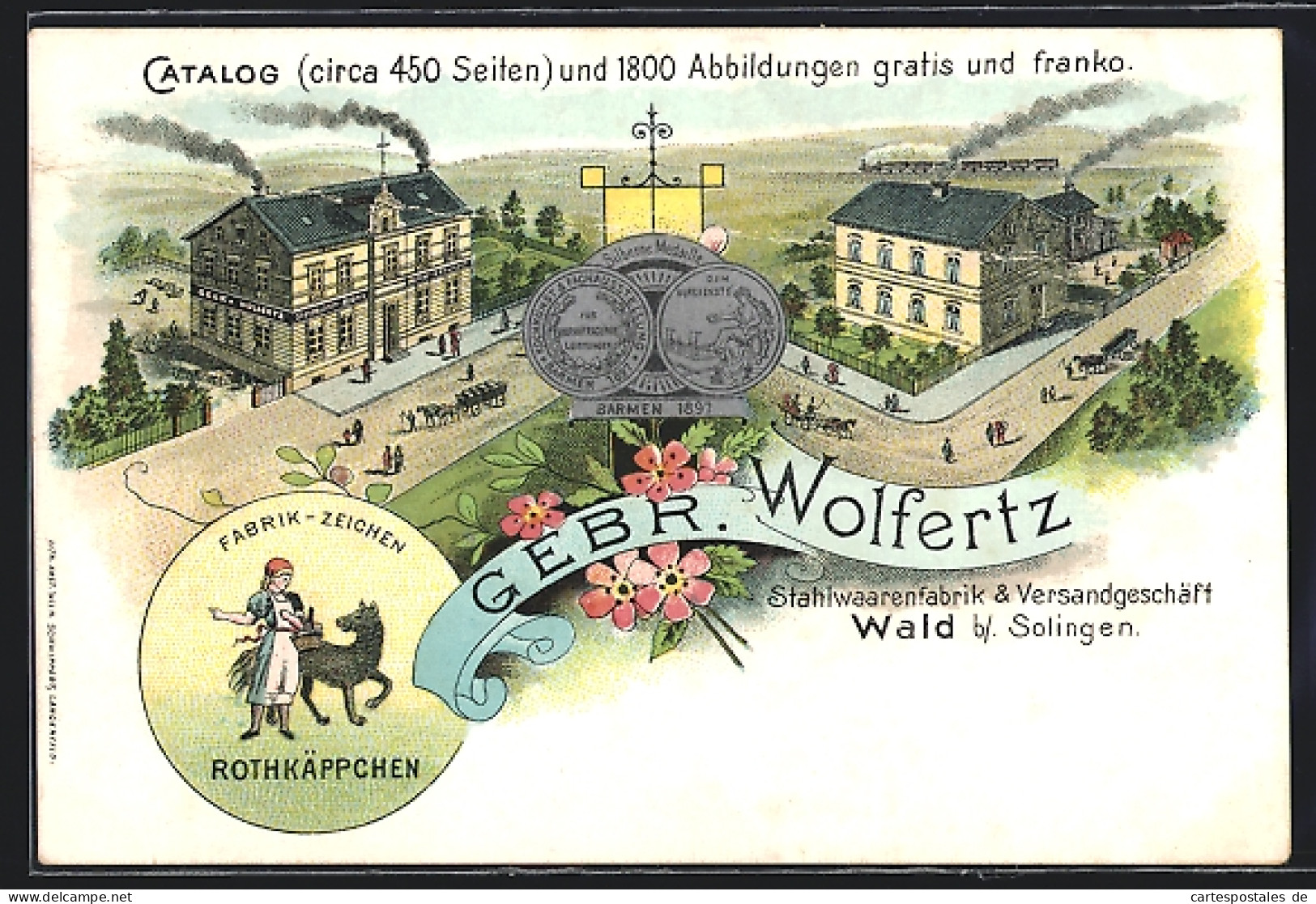 Lithographie Wald B. Solingen, Stahlwarenfabrik & Versandgeschäft Gebr. Wolfertz  - Solingen