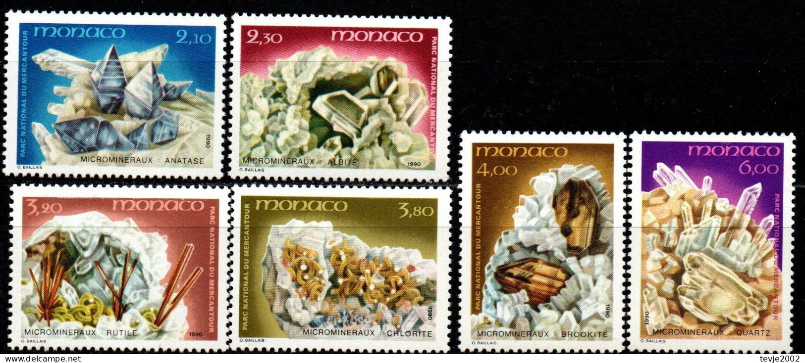 Monaco 1990 - Mi.Nr. 1967 - 1972 - Postfrisch MNH - Mineralien Minerals - Minerals