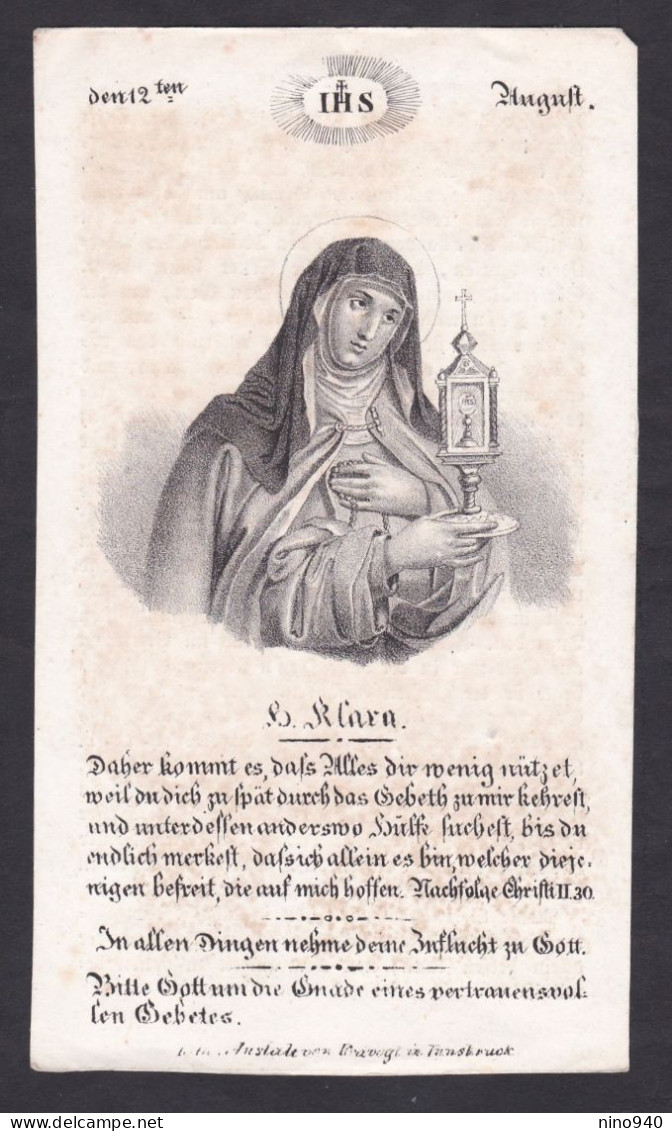 Santino/incisione/engraving: S. CHIARA - E - Litografia, Innsbruck - Mm: 67 X 150 - Religion &  Esoterik