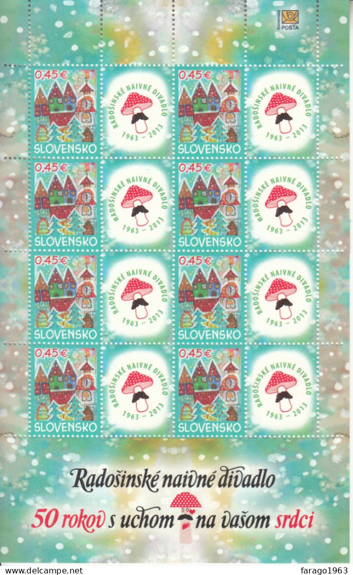 2013 Slovakia Christmas **BANG BOTTOM LEFT** Mushrooms  Miniature Sheet Of 8 MNH @   BELOW FACE VALUE - Blokken & Velletjes