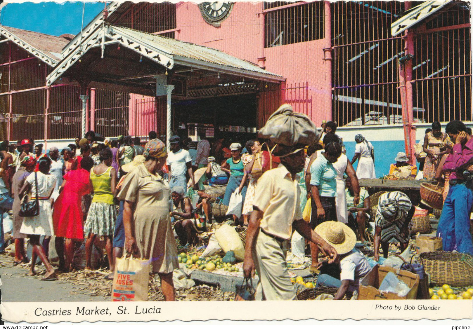 Saint Lucia Postcard Sent To Germany 1981 Castries Market - Santa Lucía