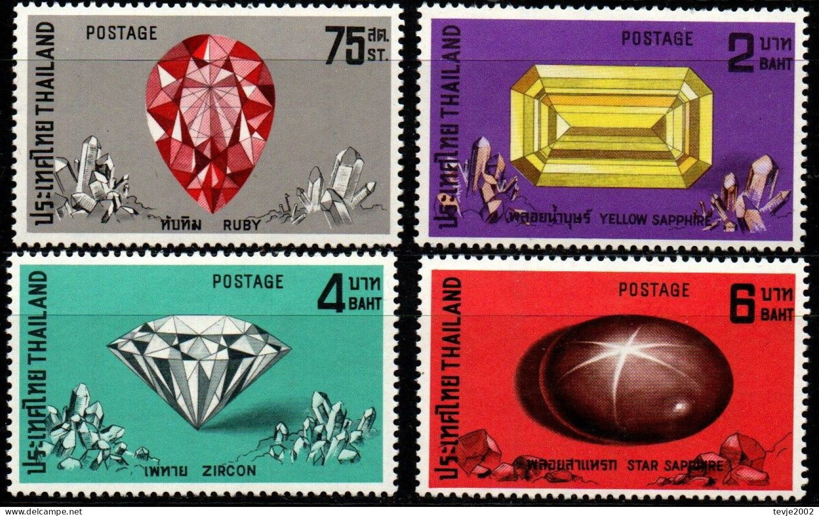 Thailand 1972 - Mi.Nr. 634 - 637 - Postfrisch MNH - Mineralien Minerals Edelsteine (siehe Beschreibung) - Mineralien