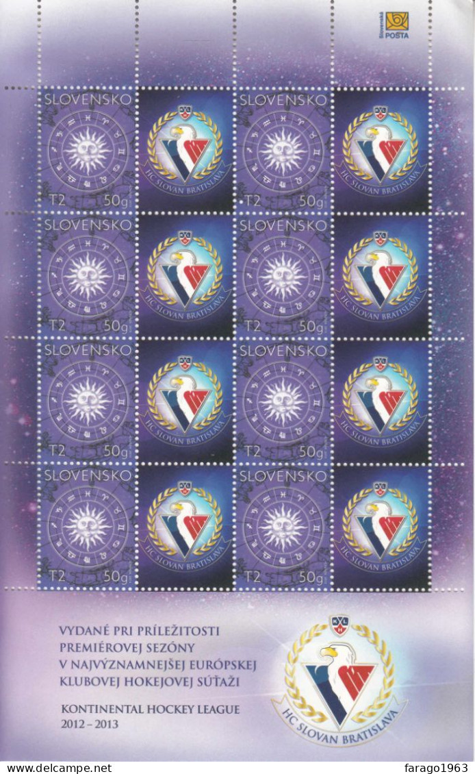 2013 Slovakia **NIBBLE TOP LEFT** Kontinental Hockey League Miniature Sheet Of 8 MNH - Ongebruikt