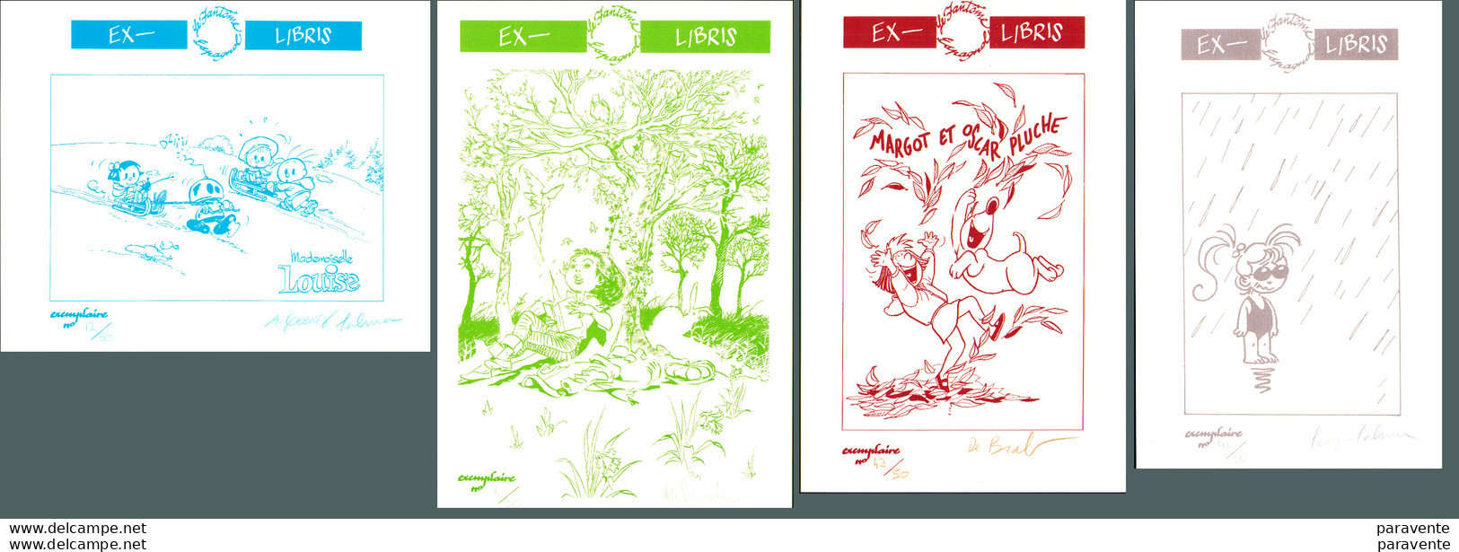 LOT 4 Exlibris "4 SAISONS" Librairie FANTOME ESPAGNOL (ns) - Portfolios