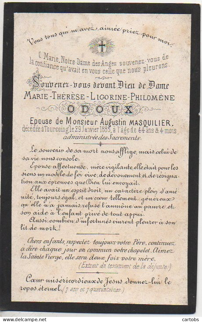 Faire Part De Décès 1885 - Obituary Notices