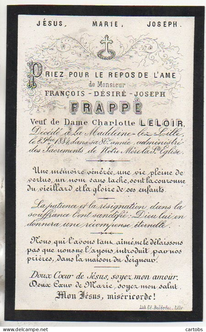 Faire Part De Décès 1884 - Obituary Notices