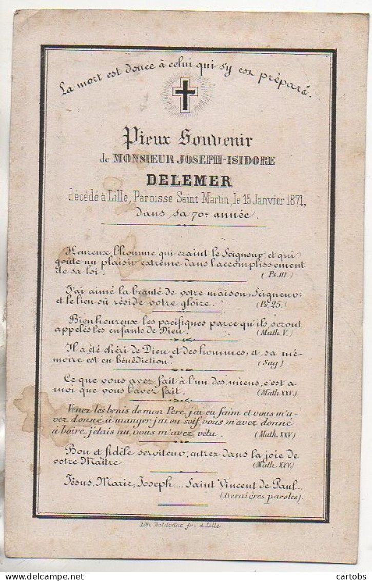 Faire Part De Décès 1871 - Obituary Notices