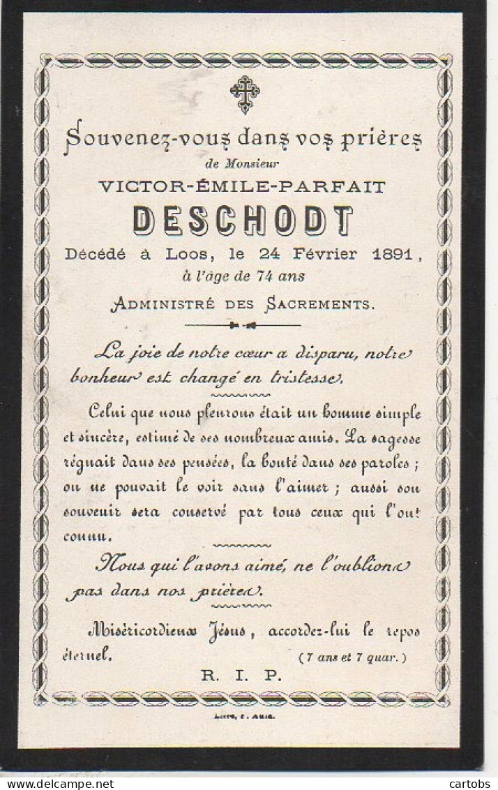 Faire Part De Décès 1891 - Todesanzeige